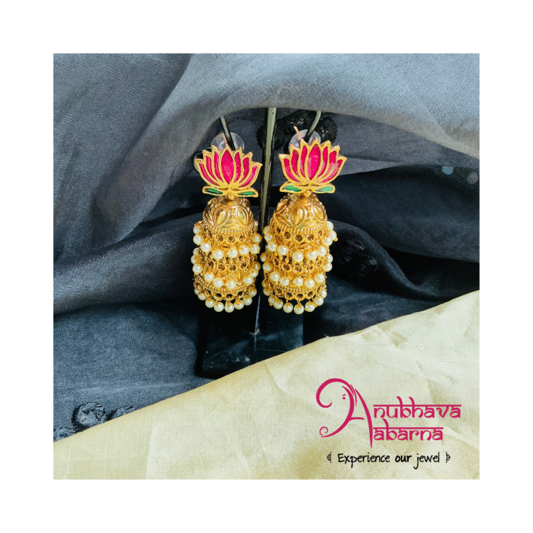 Pearl 3 layer lotus Jhumkha in 3 colors