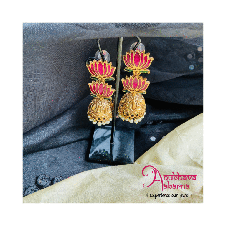 2 layer lotus Jhumkha in 3 colors