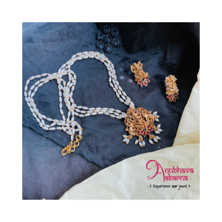 Rice pearl Ganesh idol chain set